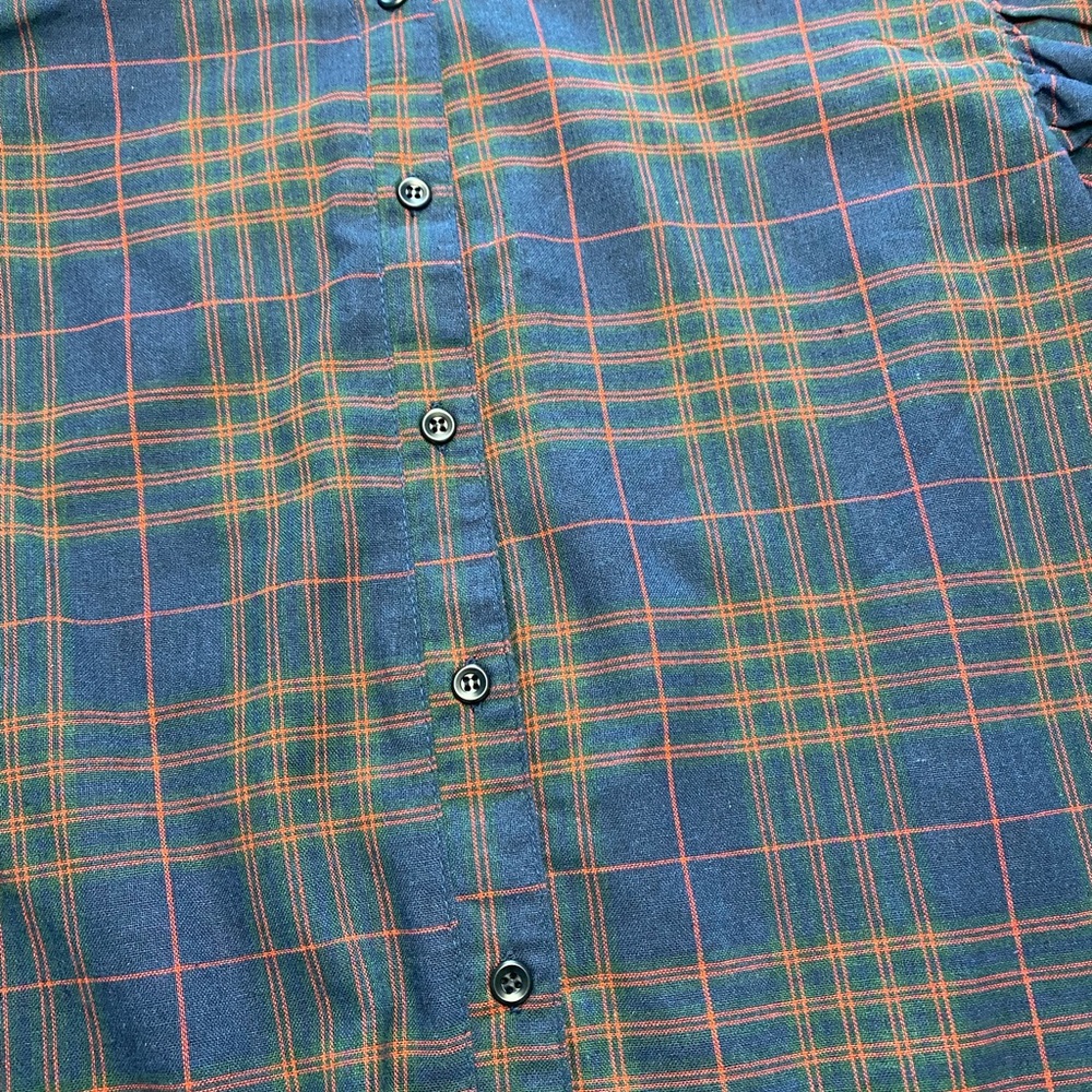 Plaid Ruffle Sleeve Button Up Top - Picture 7 of 9